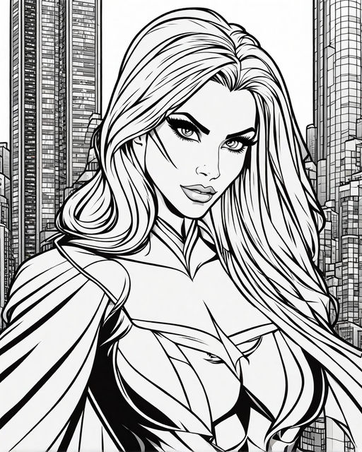 Coloring page of a supervillain woman