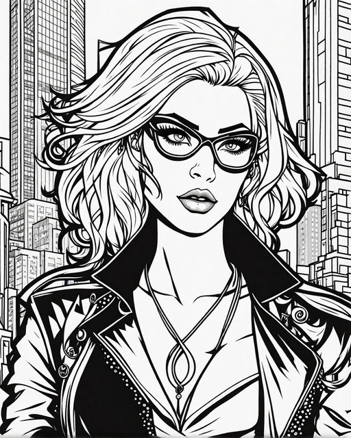 Coloring page of a supervillain woman