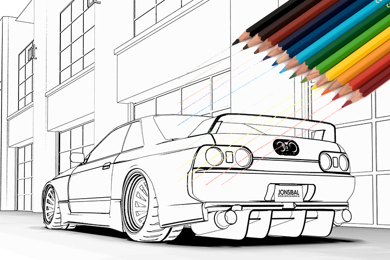 Free car colouring pages downloads of ferrari f toyota supra nissan gt
