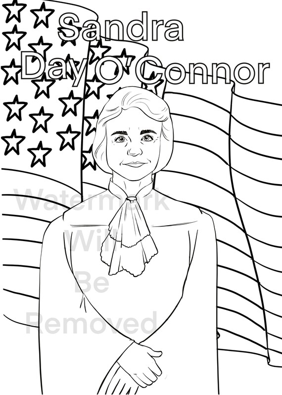 Sandra day oconnor instant downloadable coloring page coloring activity sheet for kids homeschool elementary curriculum supreme court download now