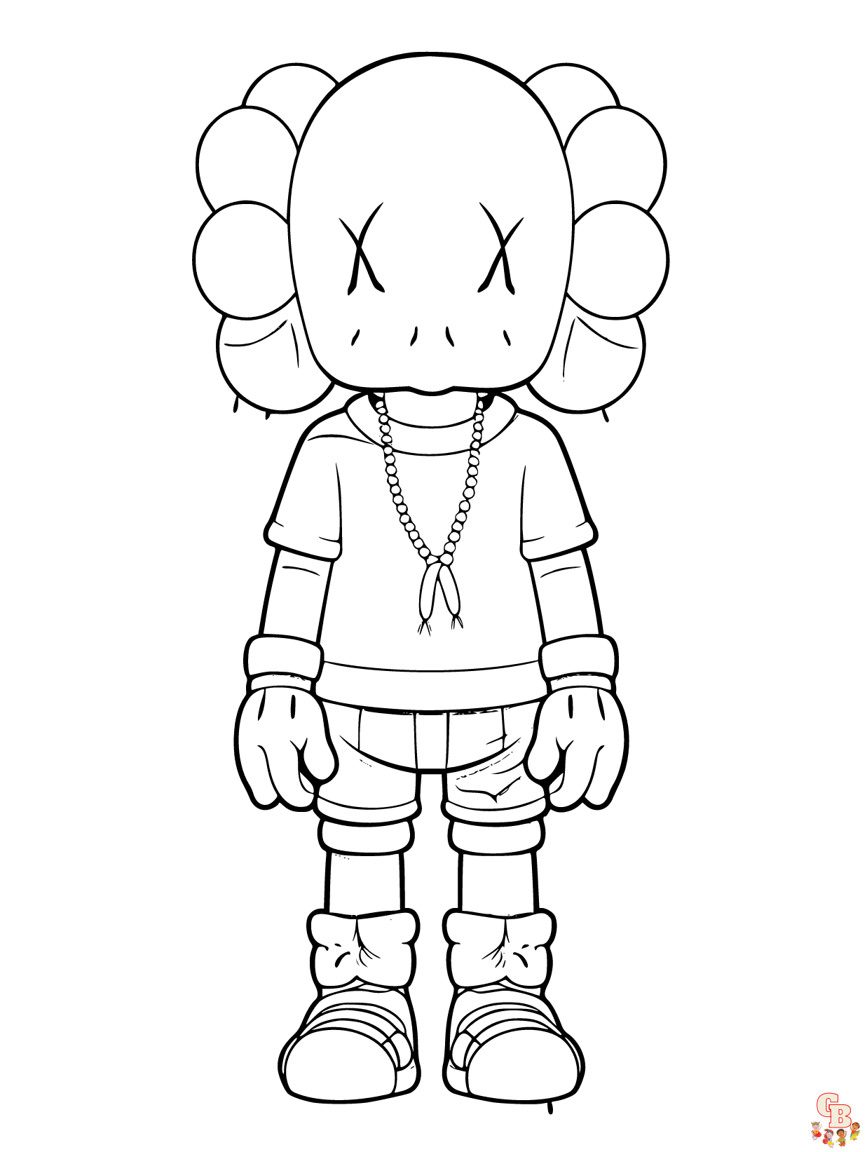 Printable kaws coloring pages free for kids and adults