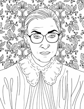 Ruth bader ginsburg rbg justice of supreme coloring page womens history month