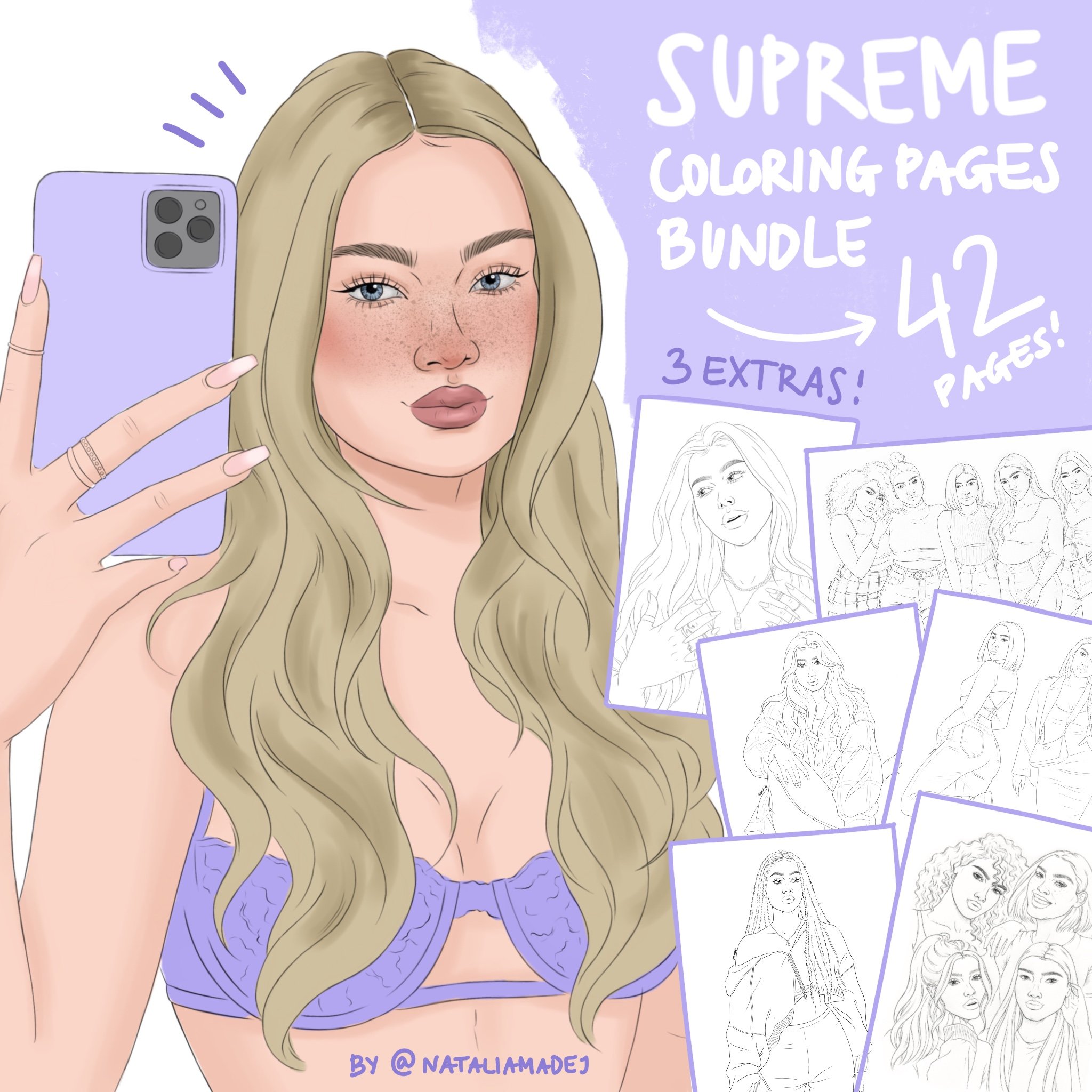 Supreme coloring pages bundle pcs
