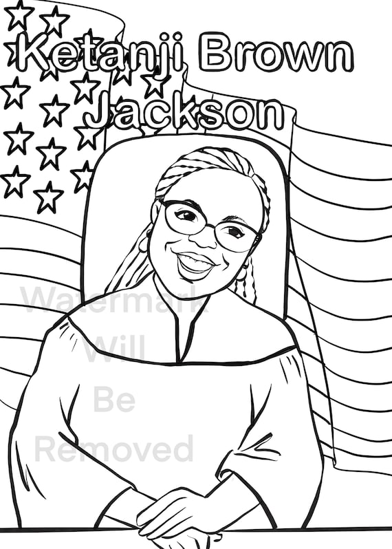 Ketanji brown jackson supreme court justice coloring page for kids instant download homeschool history elementary curriculum activity