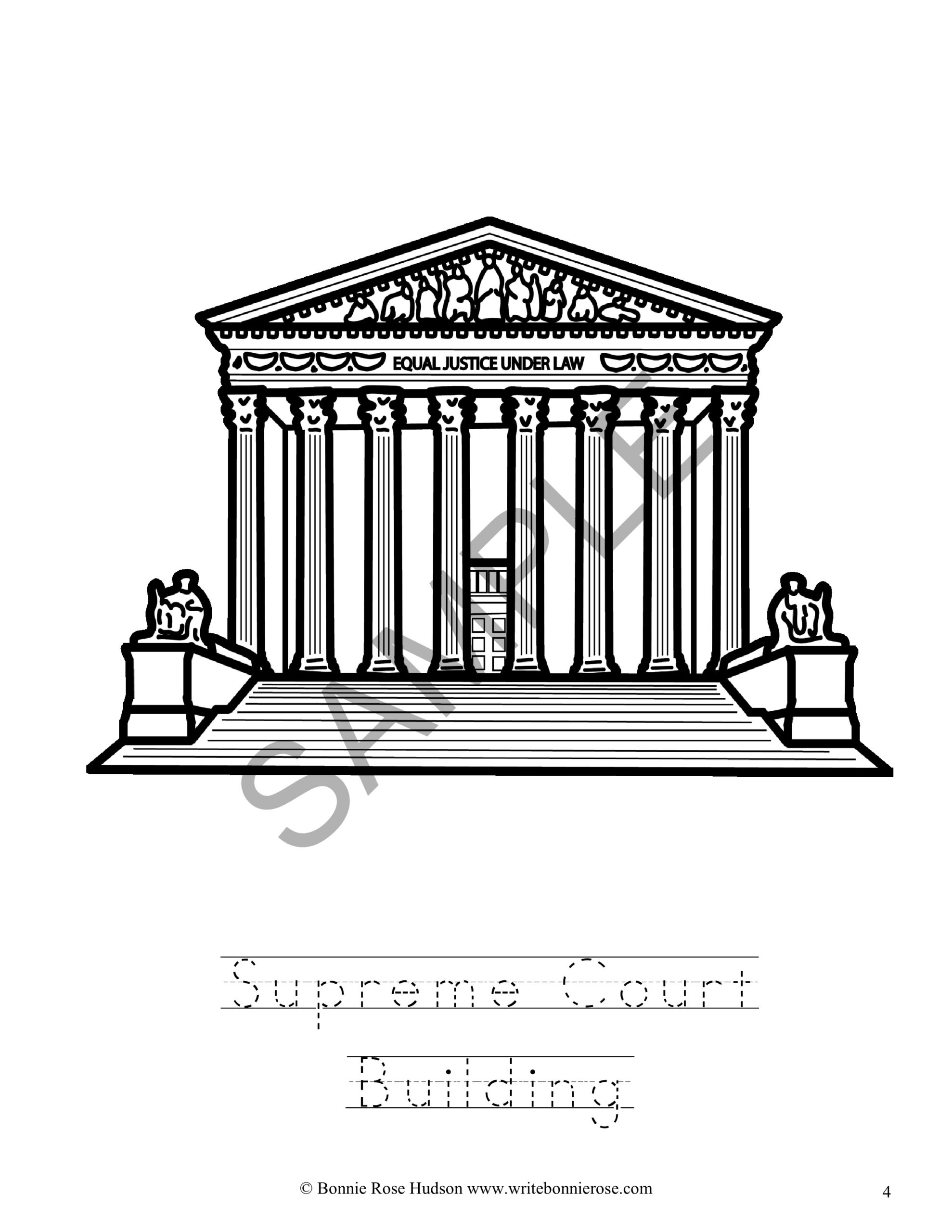 Us landmarks and monuments coloring book with print copywork made by teachers