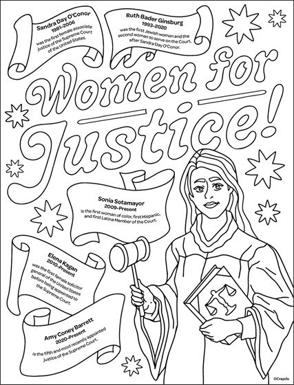 Women supreme court justices coloring page