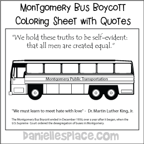 Montgomery bus boycott with quotes coloring sheet