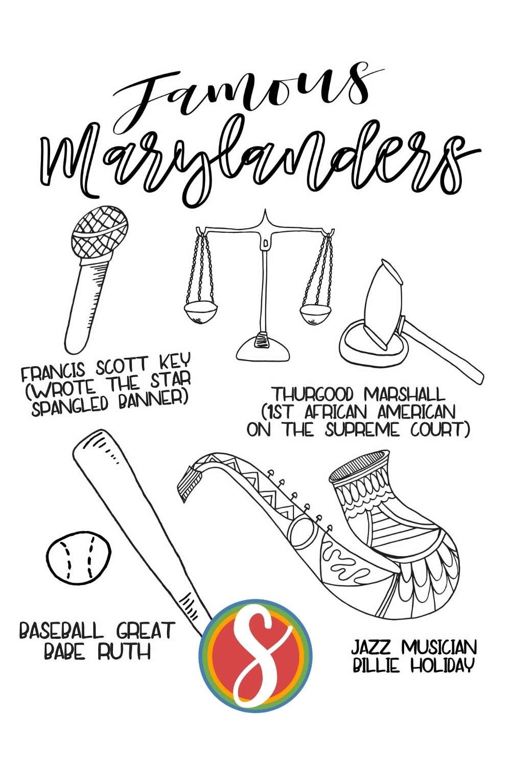 Free maryland coloring pages â stevie doodles