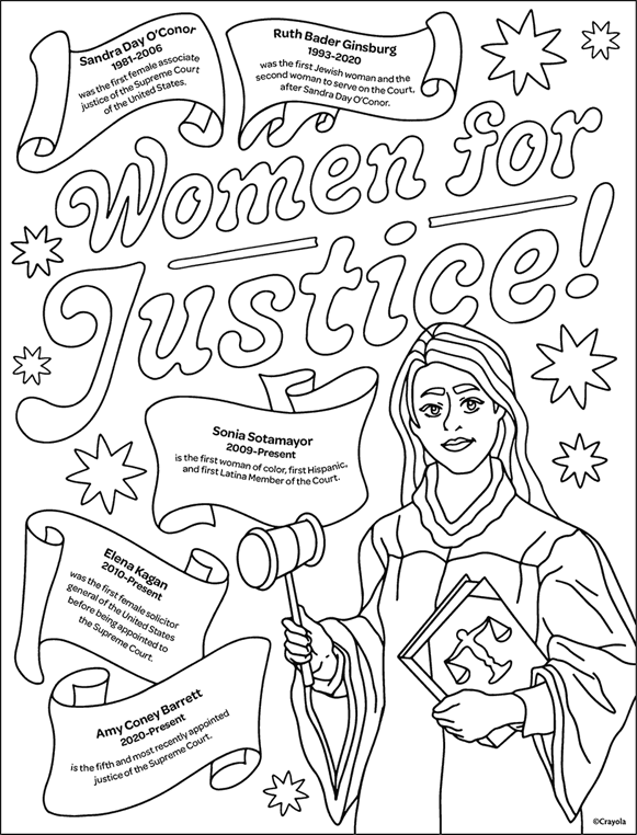Women supreme court justices coloring page
