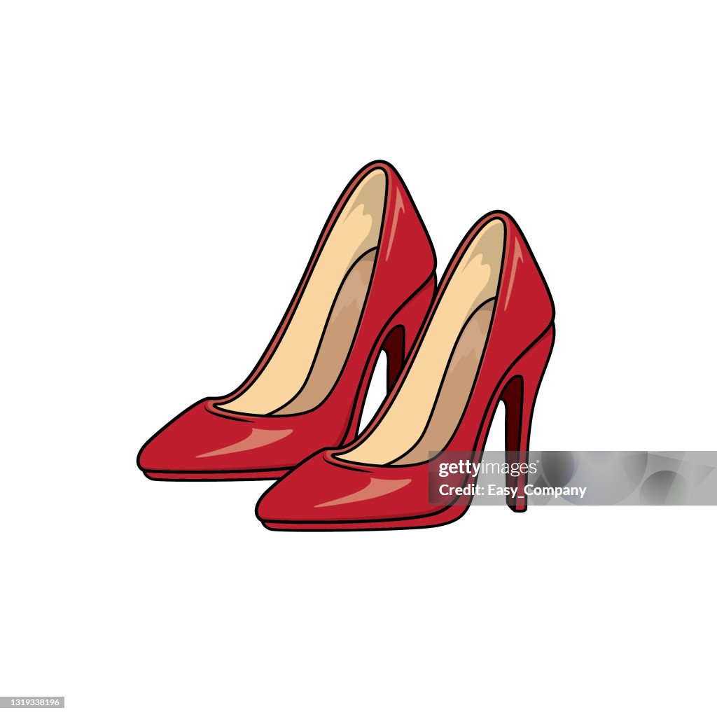 Vector illustration of high heels isolated on white background clothing costumes and accessories concept cartoon characters education and school kids coloring page printable activity worksheet flashcard high