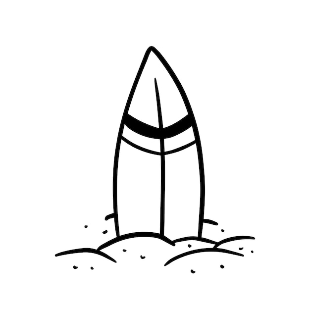 Premium vector surfboard in sand doodle line cartoon coloring book