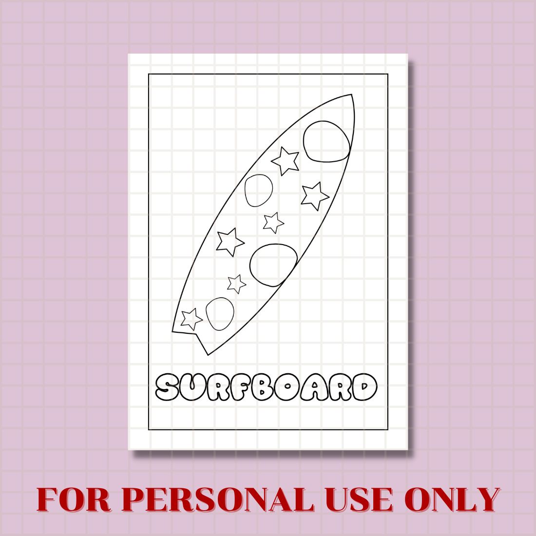 Free surfboard coloring page