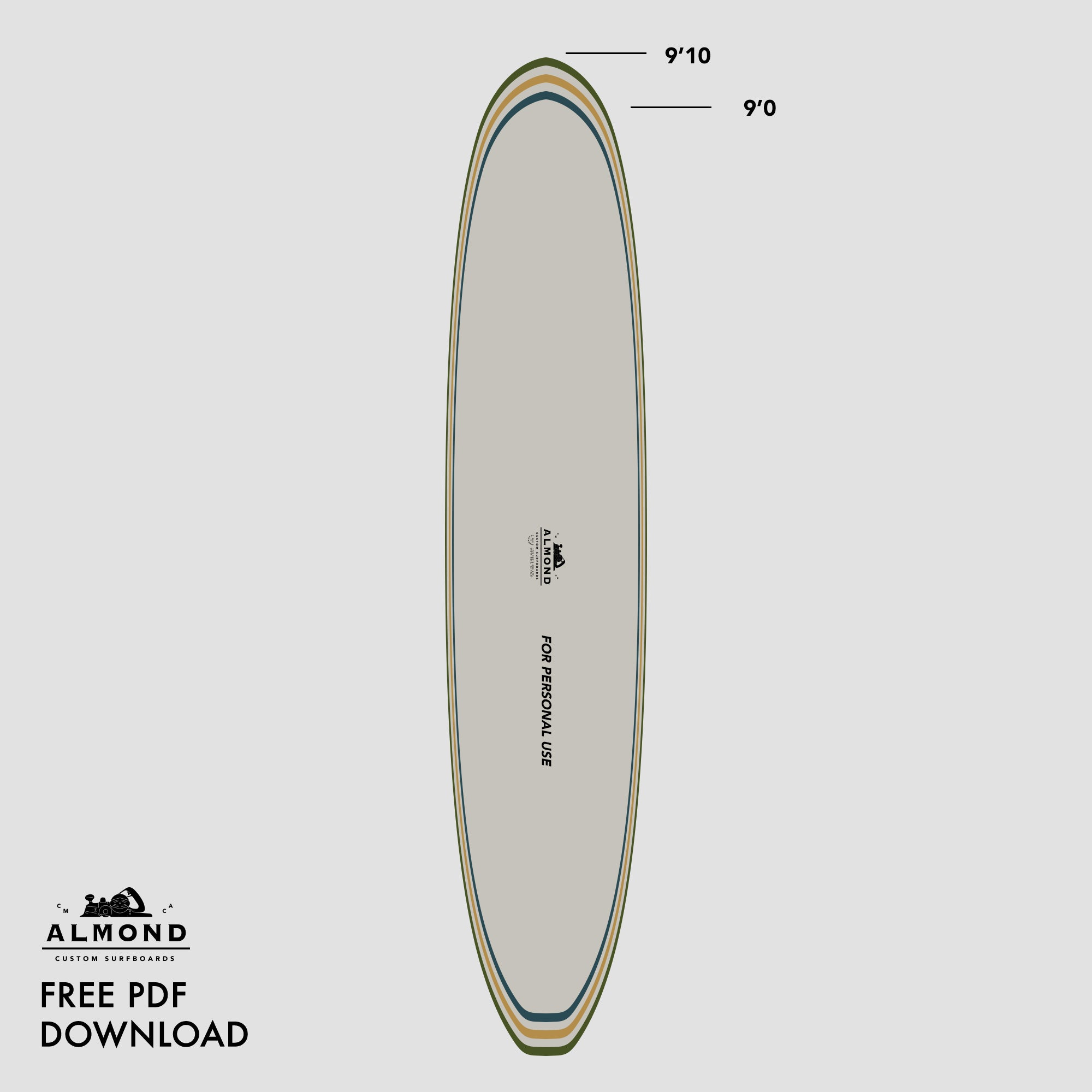 Free downloadable longboard surfboard template almond surfboards designs