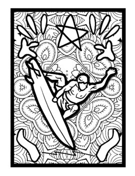 Surfing mindfulness mandala coloring pages sport printable coloring sheets pdf
