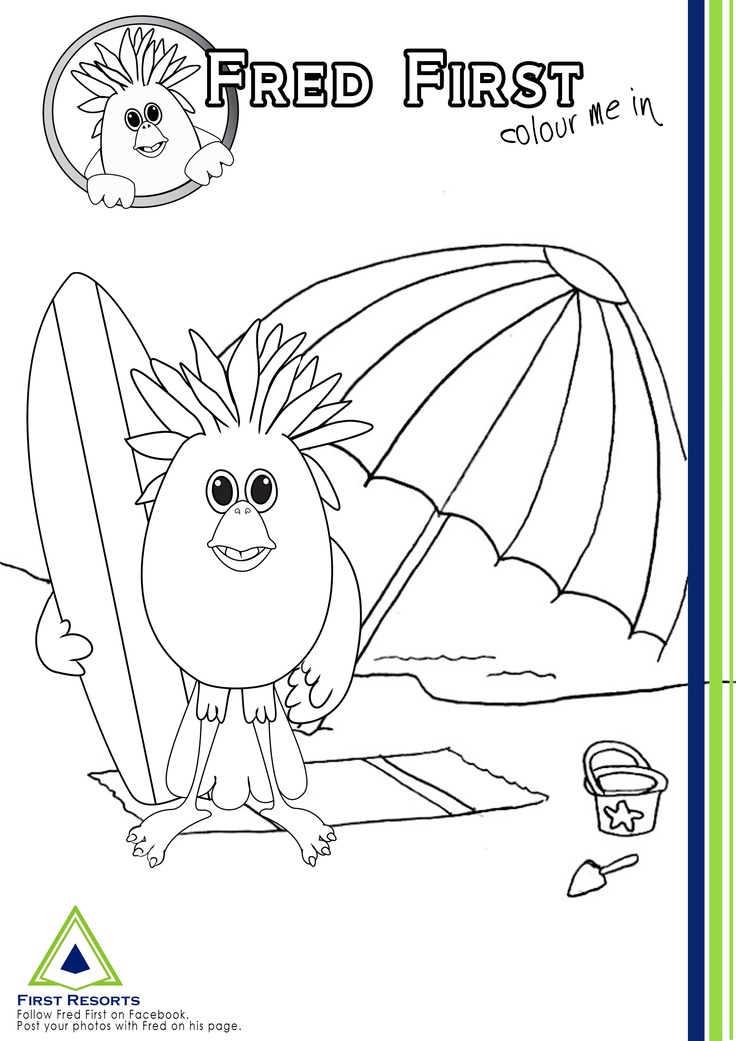 Fred first coloring page surfs up coloring pages one color fred