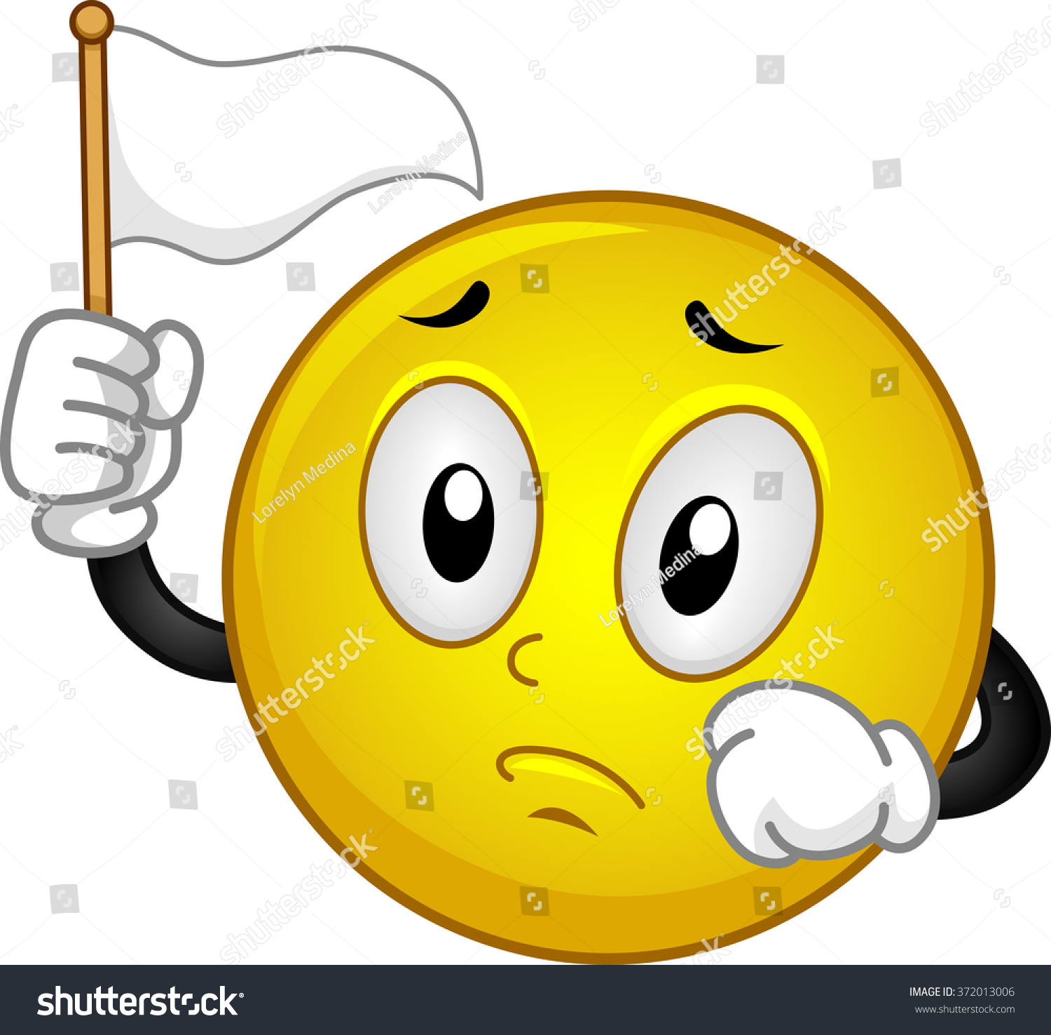 Illustration smiley raising white flag symbol stock vector royalty free