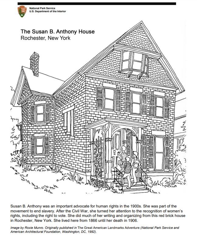 Coloring page susan b anthony house us national park service