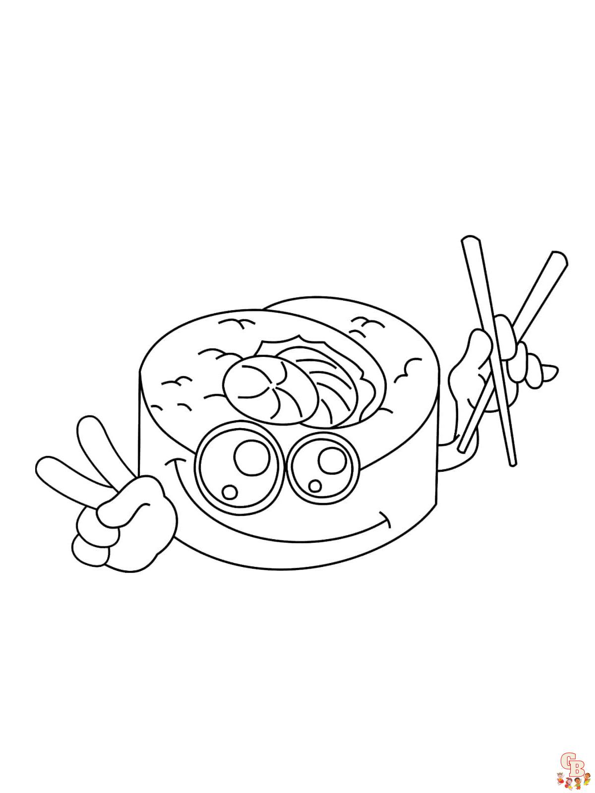 Sushi coloring pages with