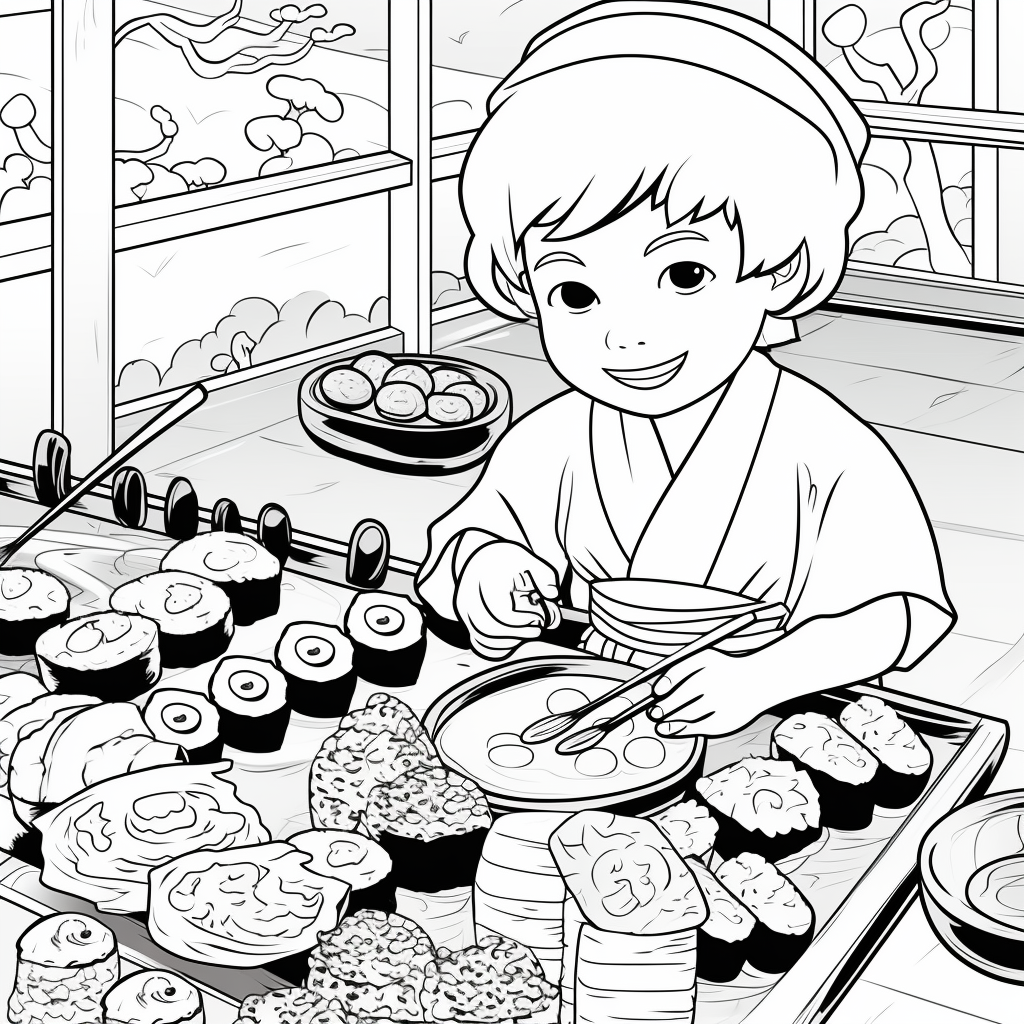 Sushi coloring pages