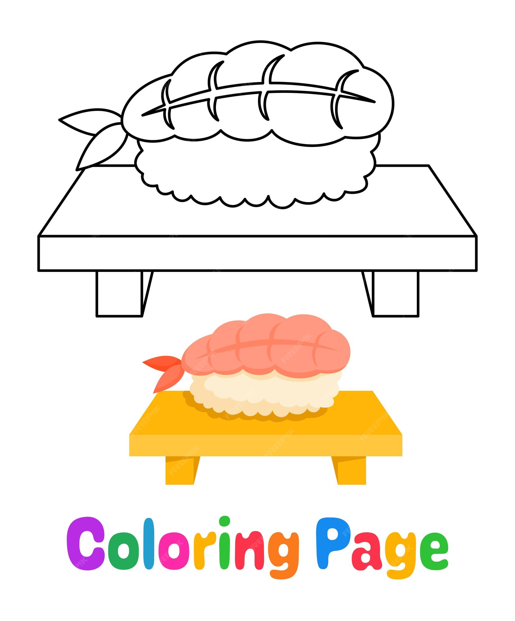 Premium vector coloring page with sushi for kids