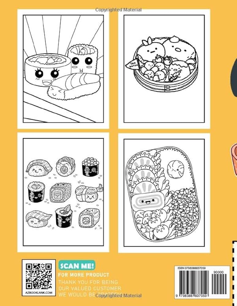 Kawaii bento and sushi coloring book doodle japan food in illustration color book easy drawing book for toddlers kids girls boys to creativity anxiety relief birthday gifts