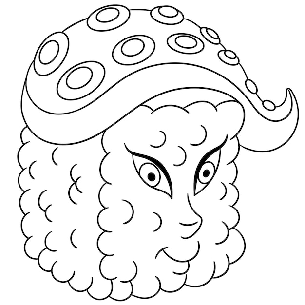 Premium vector cute japanese nigiri sushi with octopus cartoon funny food emoji face kids coloring page