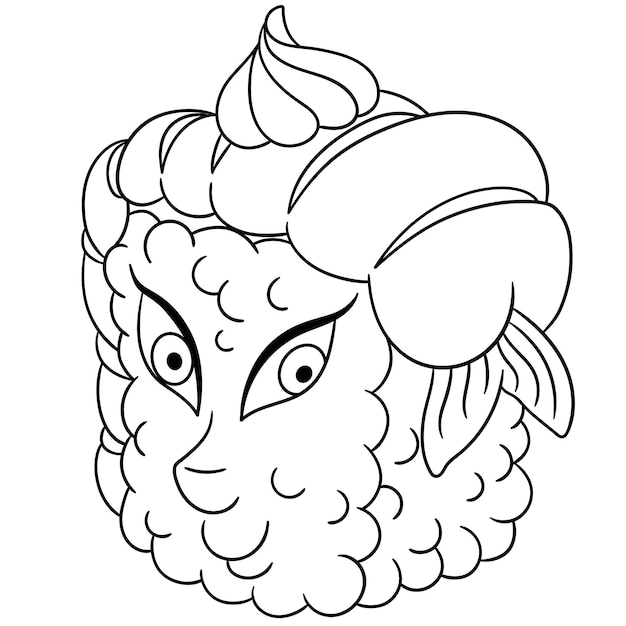 Premium vector cute japanese nigiri sushi with salmon fish cartoon funny food emoji face kids coloring page