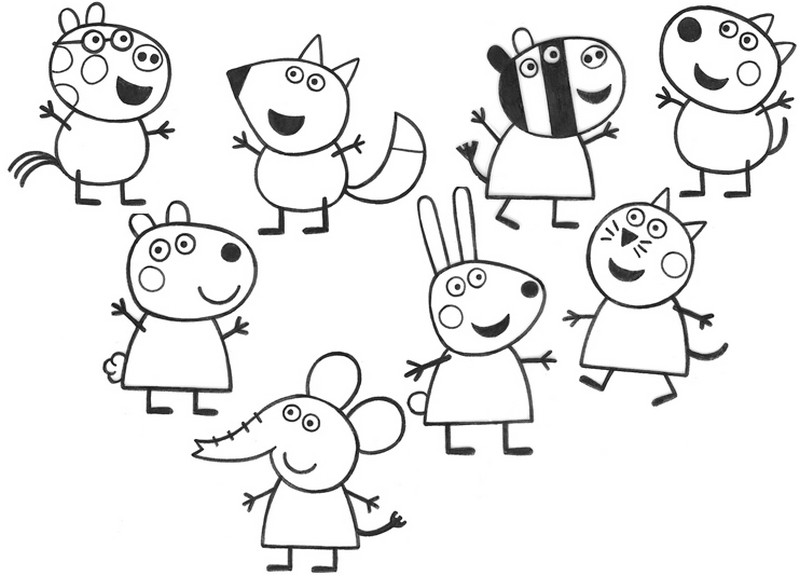 Coloring page peppa pig pedro zoã freddy danny suzy emily rebecca candy