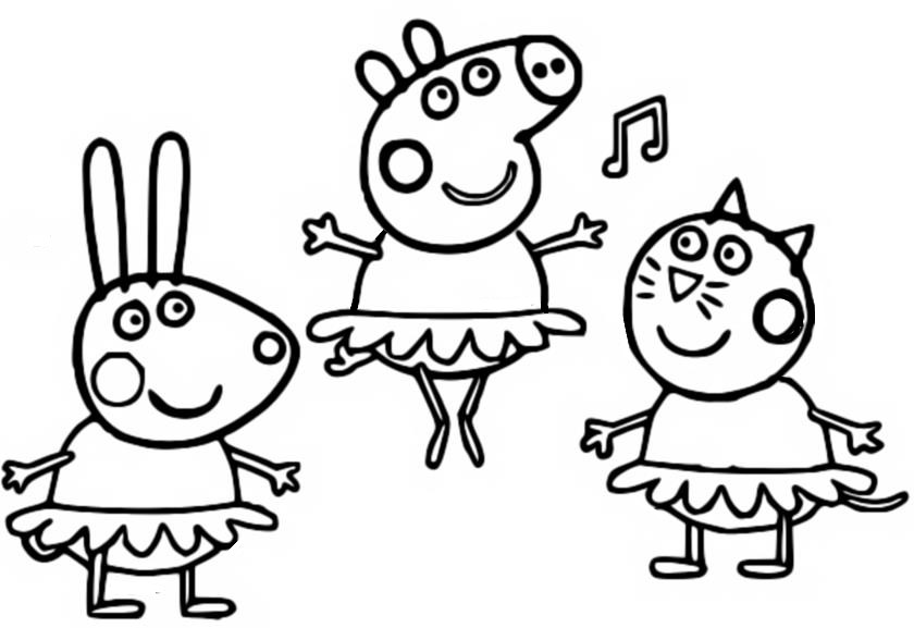 Coloring page peppa pig the dance class