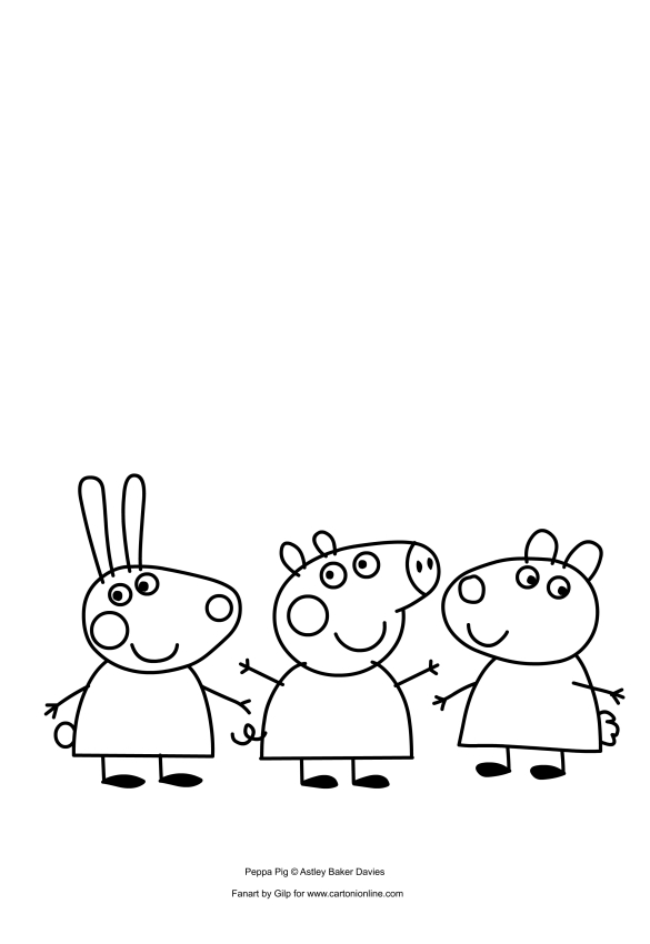 Peppa pig rebecca rabbit and suzy sheep coloring pages