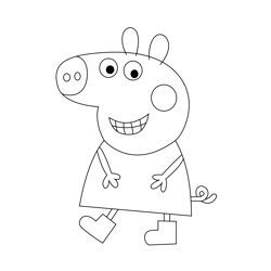 Happy pig coloring page for kids