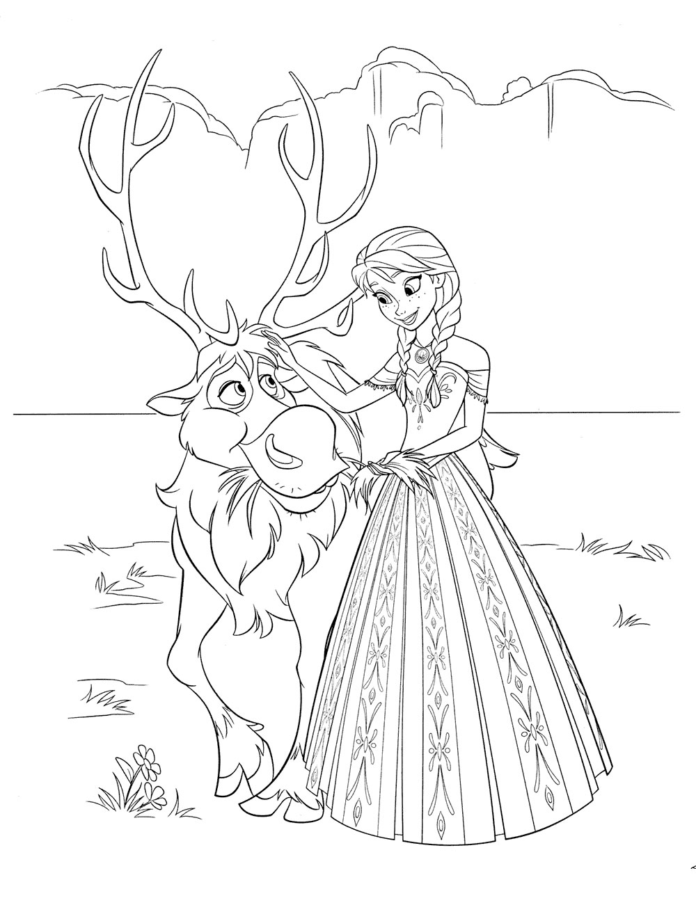 Kids under frozen coloring pages