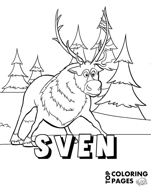 Sven frozen coloring sheet for kids