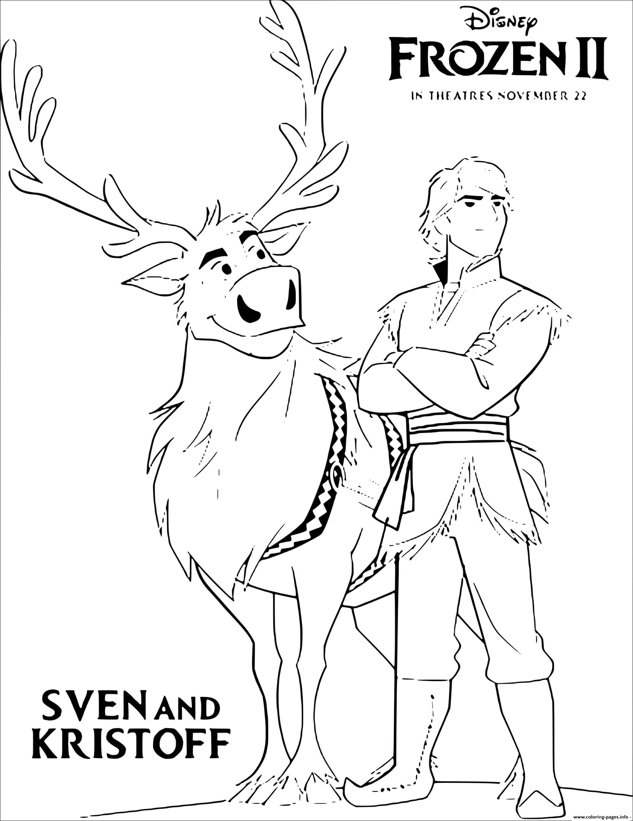 Frozen sven and kristoff looking for elsa coloring page printable