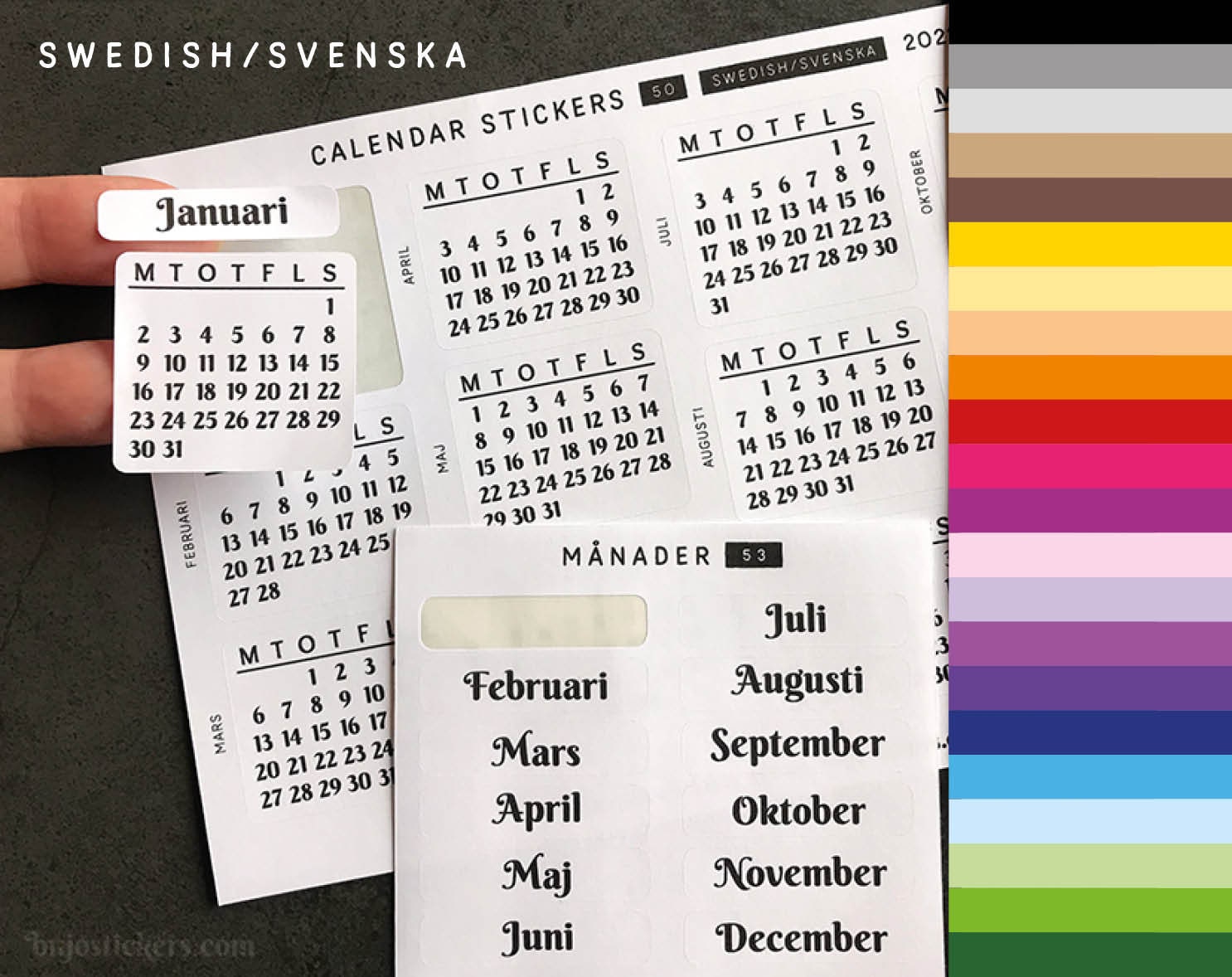 Svensk kalender och mãnader pã svenska i fãrger swedish