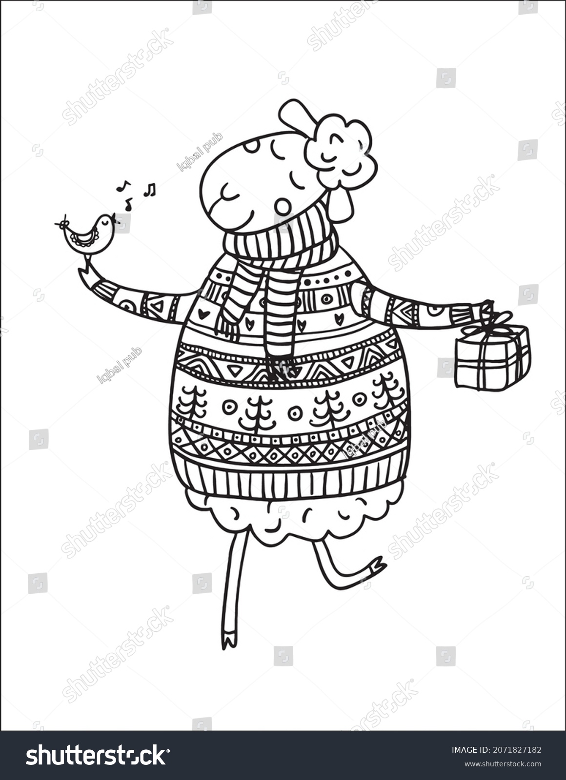 Christmas santa coloring pages stockvektor royaltyfri