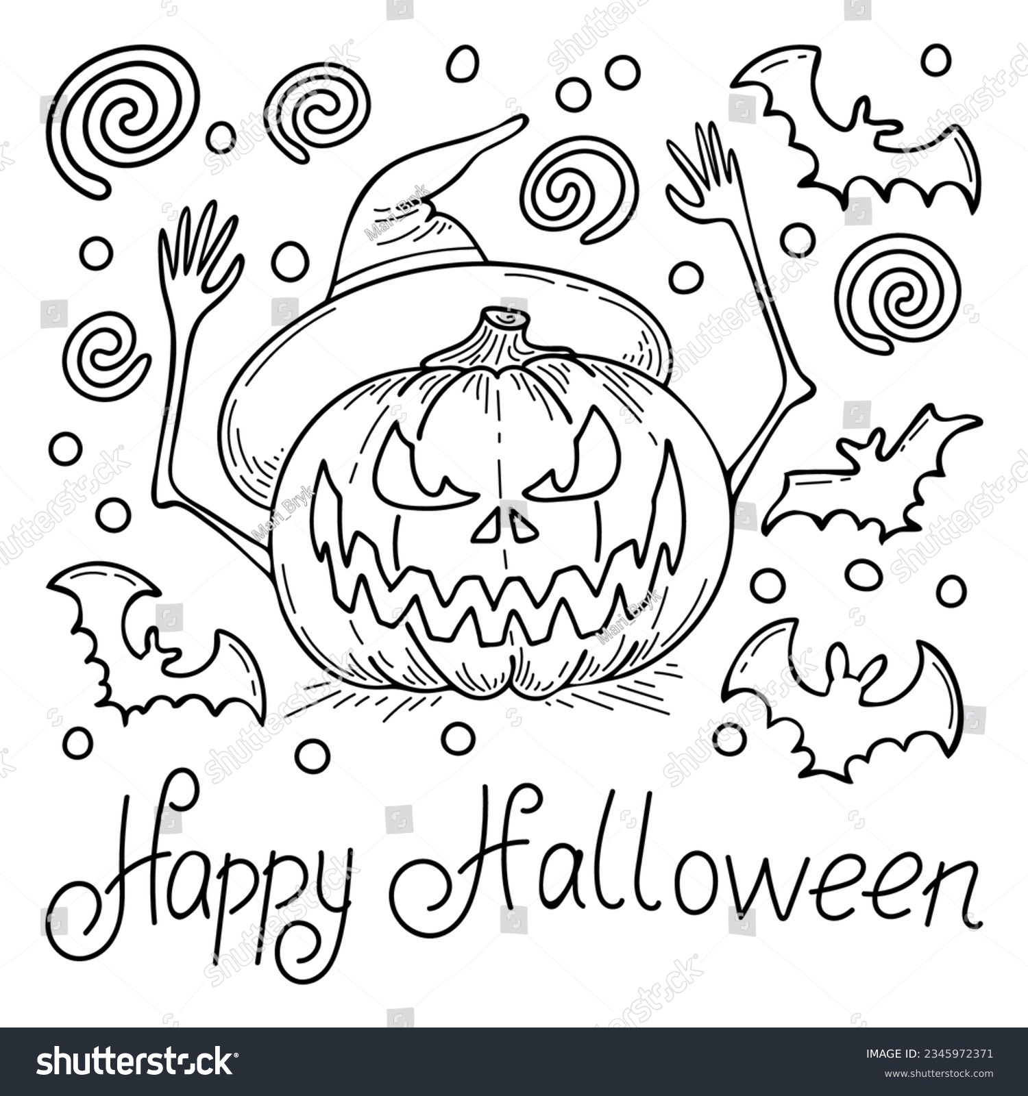 Happy halloween coloring book scary pumpkin stockvektor royaltyfri