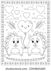 Valentines day coloring pages adult stockvektor royaltyfri