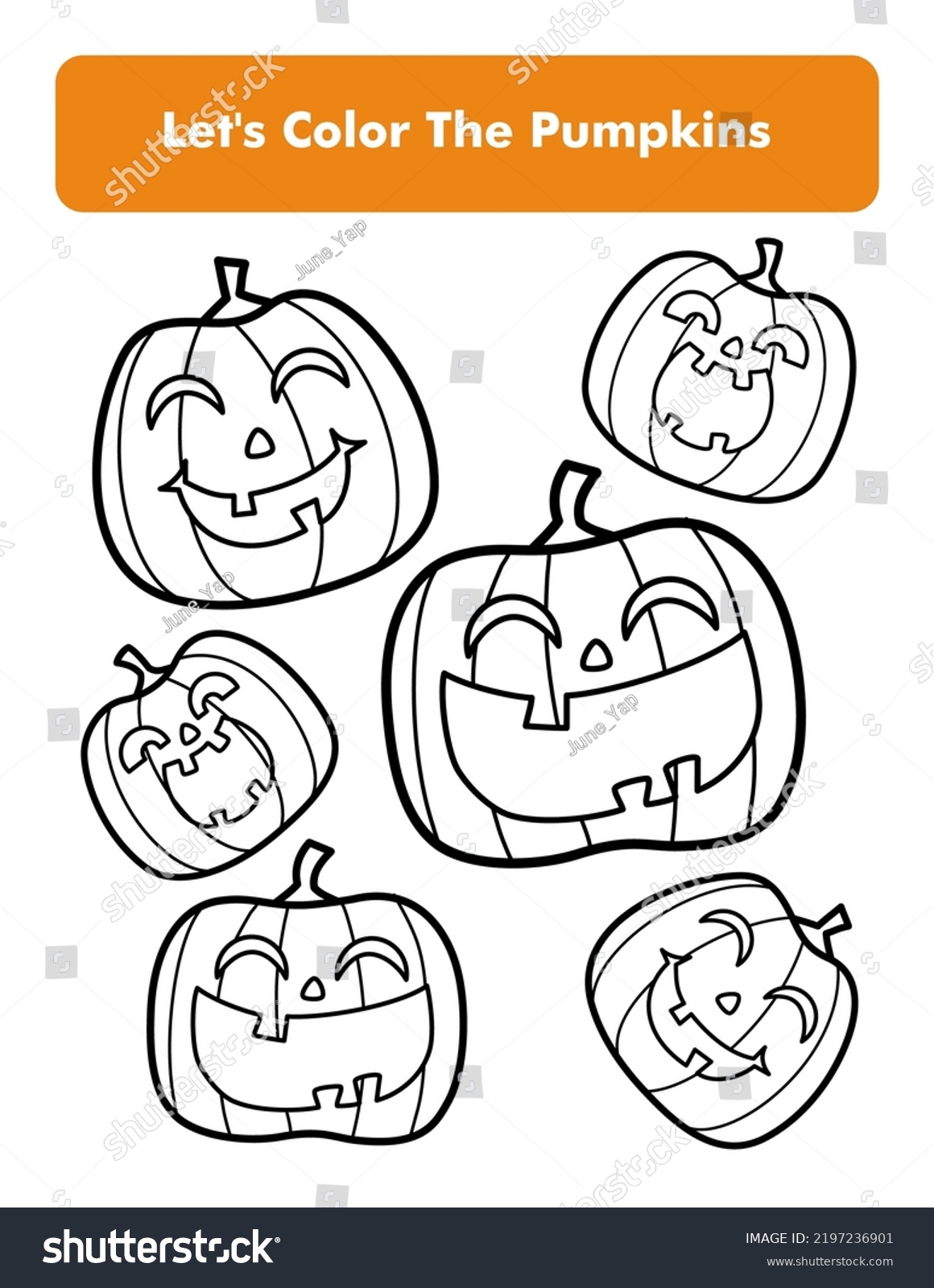 Happy halloween pumpkins coloring book page stockvektor royaltyfri