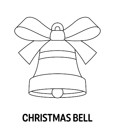 Coloring page with christmas bell for kids
