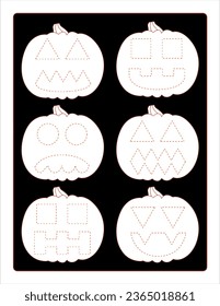 Happy halloween coloring pages activity sheet stockvektor royaltyfri