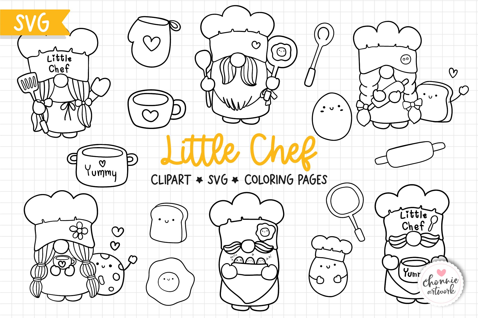 Gnomes chef svg gnome chef coloring pages