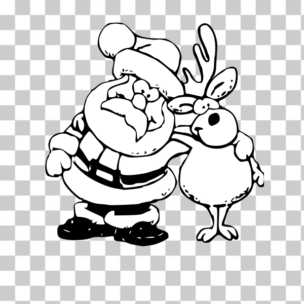 Free svg santa and raindeer coloring book vector illustration