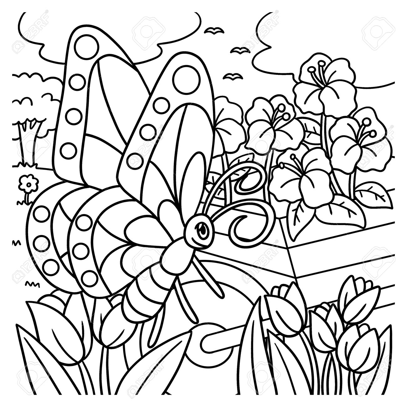 Butterfly coloring page for kids royalty free svg cliparts vectors and stock illustration image