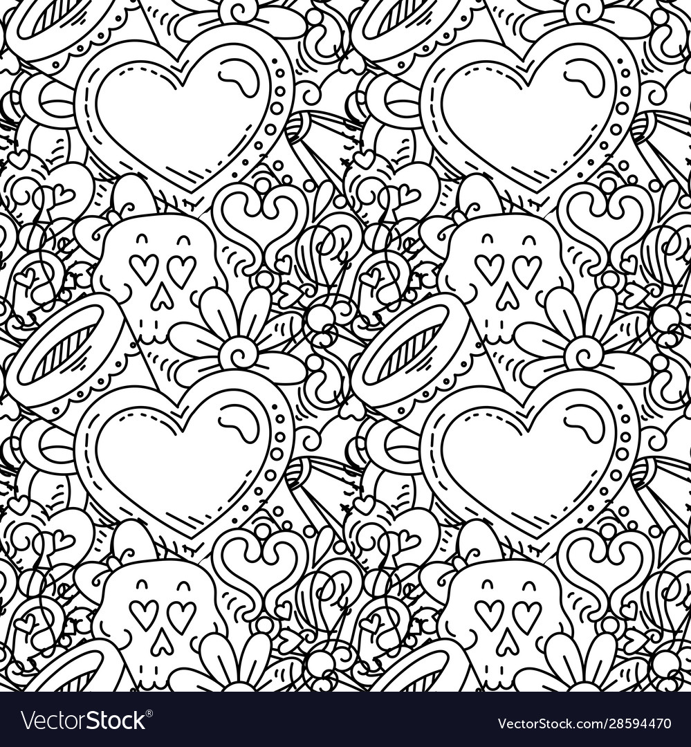 Graffiti seamless pattern with love style doodles vector image