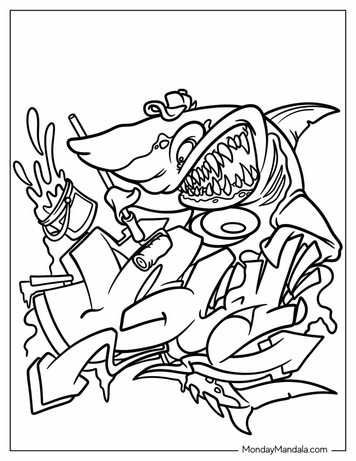 Graffiti coloring pages free pdf printables