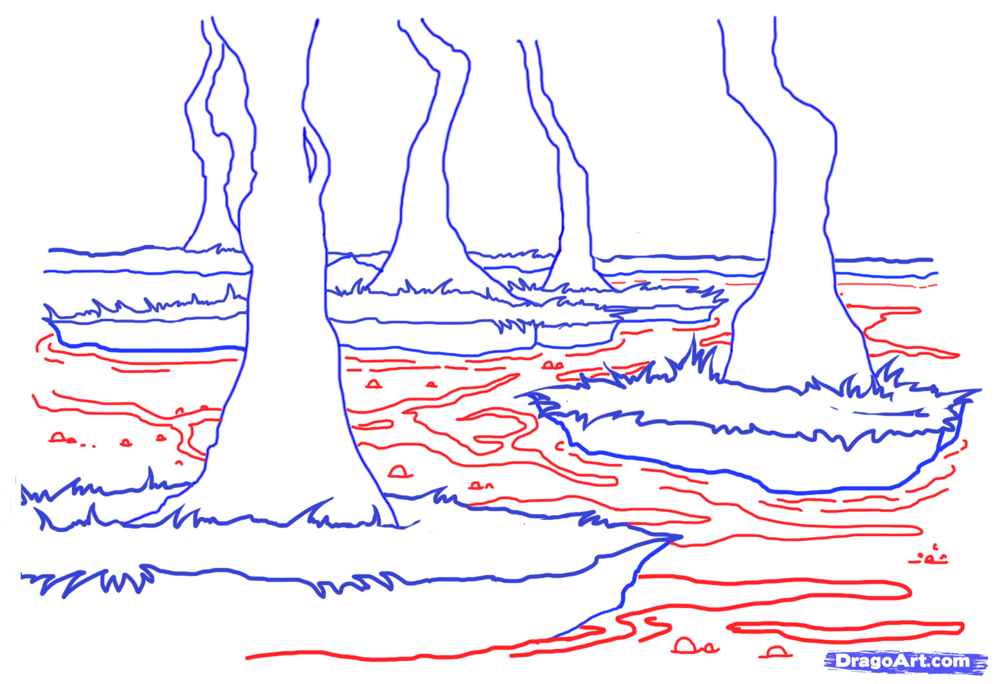 How to draw a swamp draw swamps step by step watermasses landmarks places free online drawing tutorial added â drawings guided drawing art club projects