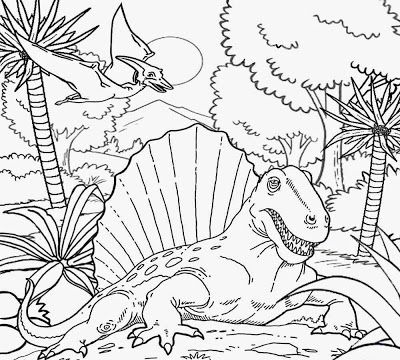 Early permian period wetland swamp habitat sail backed dimetrodon dinosaur lizard monster colouring dinosaur coloring coloring pages free coloring pages