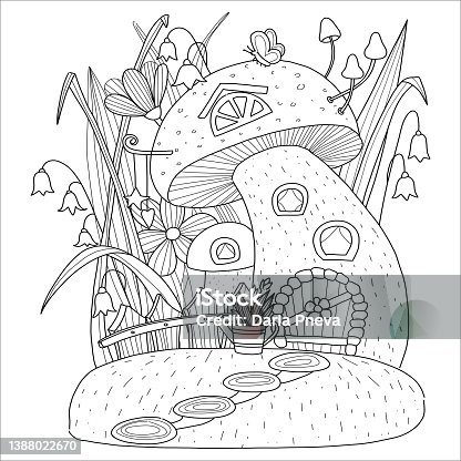 Mushroom coloring pages pictures stock illustrations royalty