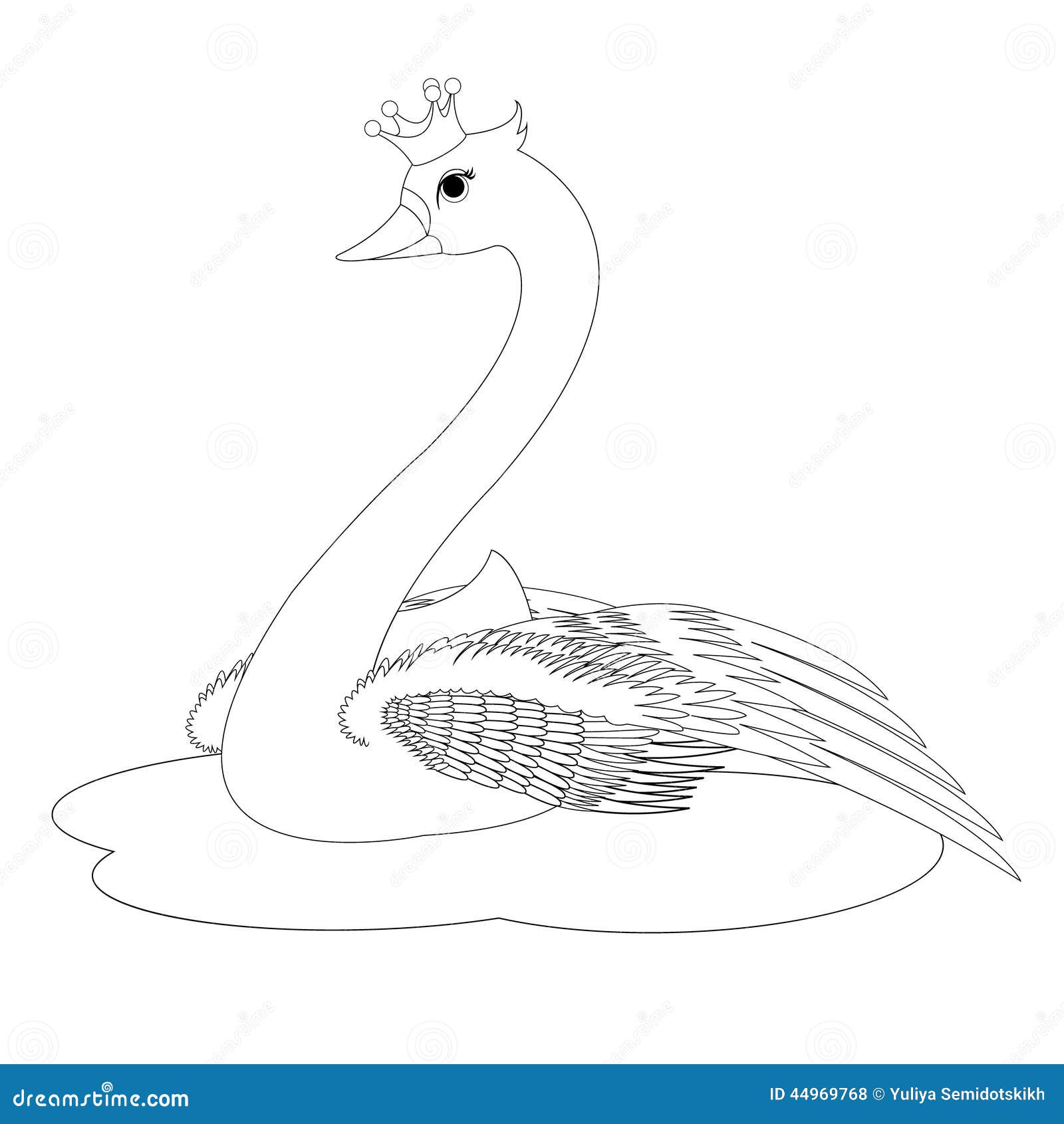 The swan princess coloring book page stock vector